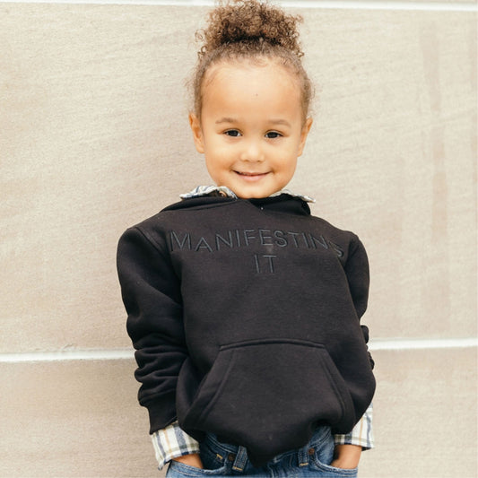 Kids Luxury Embroidery tone on tone Manifesting IT hoodie