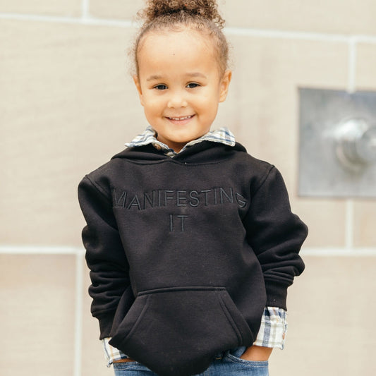 Kids Luxury Embroidery tone on tone Manifesting IT hoodie